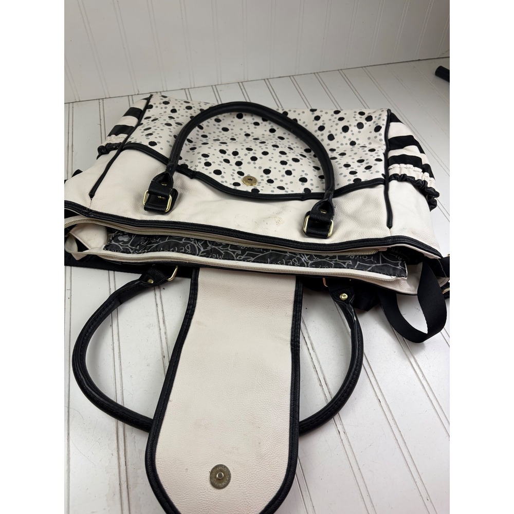Betsey Johnson Vintage Y2K White Polka Dot Bow Diaper Bag Crossbody Purse - Picture 7 of 14